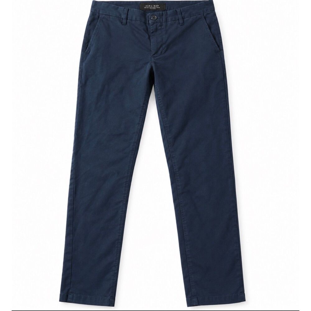 Zara Man Men’s Size 34 Navy Blue Slim Straight Chino Pants Trousers